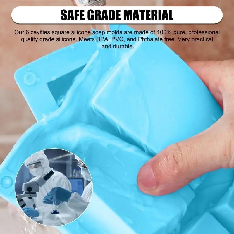 6 Cavity Rectangle Silicone Soap Making Molds DIY Mold Cake Bakeware Mould Tool