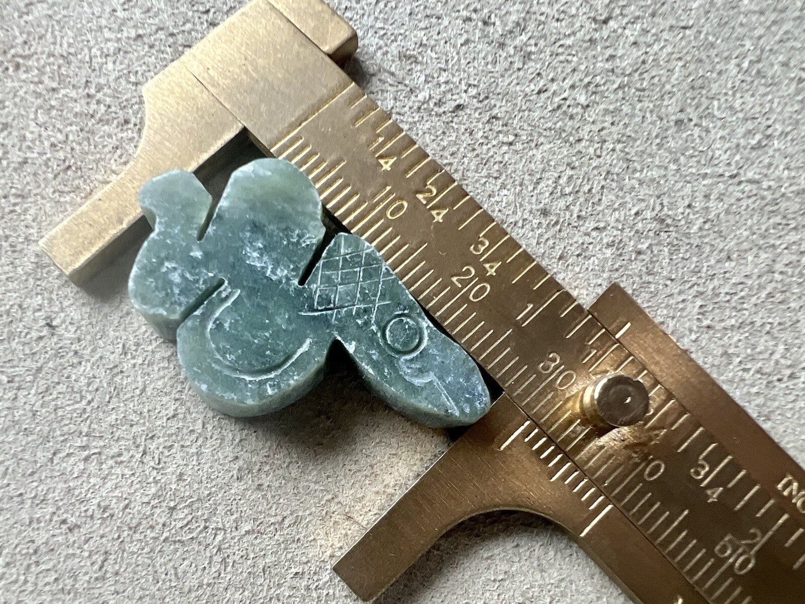 10 Carved Green Stone Snake Pendants No Hole New Old Stock Lot Jewelry Making