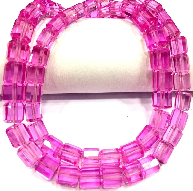 Extremely Rare Pink Sapphire Faceted Nuggets Beads Long Tube Gemstone Beads.