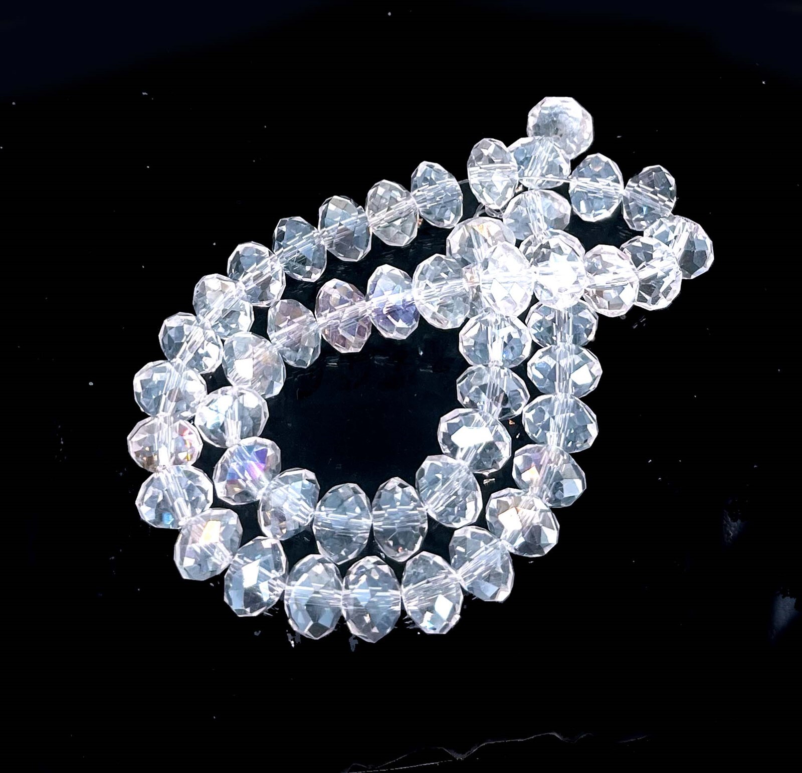 50 Sparking Clear AB Crystal Glass Faceted Rondelle Beads Chandelier Sun Catcher