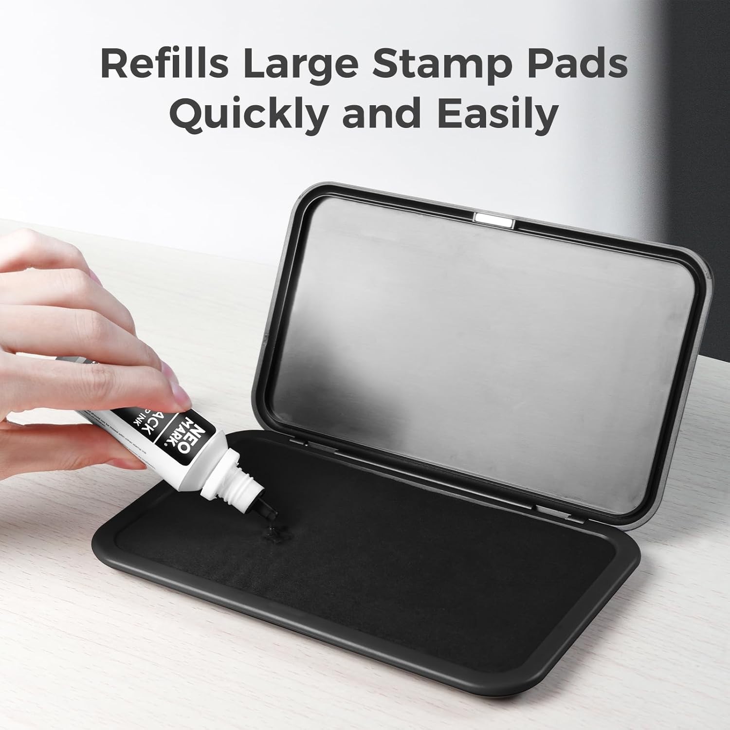 Black Stamp Ink, Quick-Drying Non-Toxic Refill Ink, 1oz Bottle