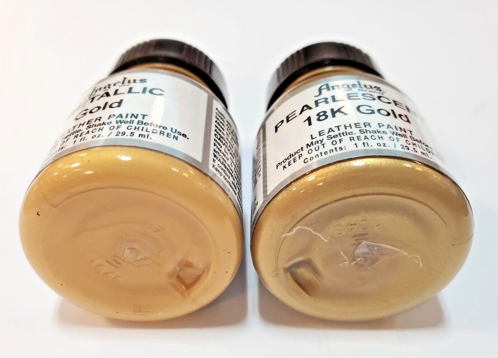 Angelus Acrylic Leather Paint Waterproof 1 oz- Pick Metallic Gold OR 18K Gold