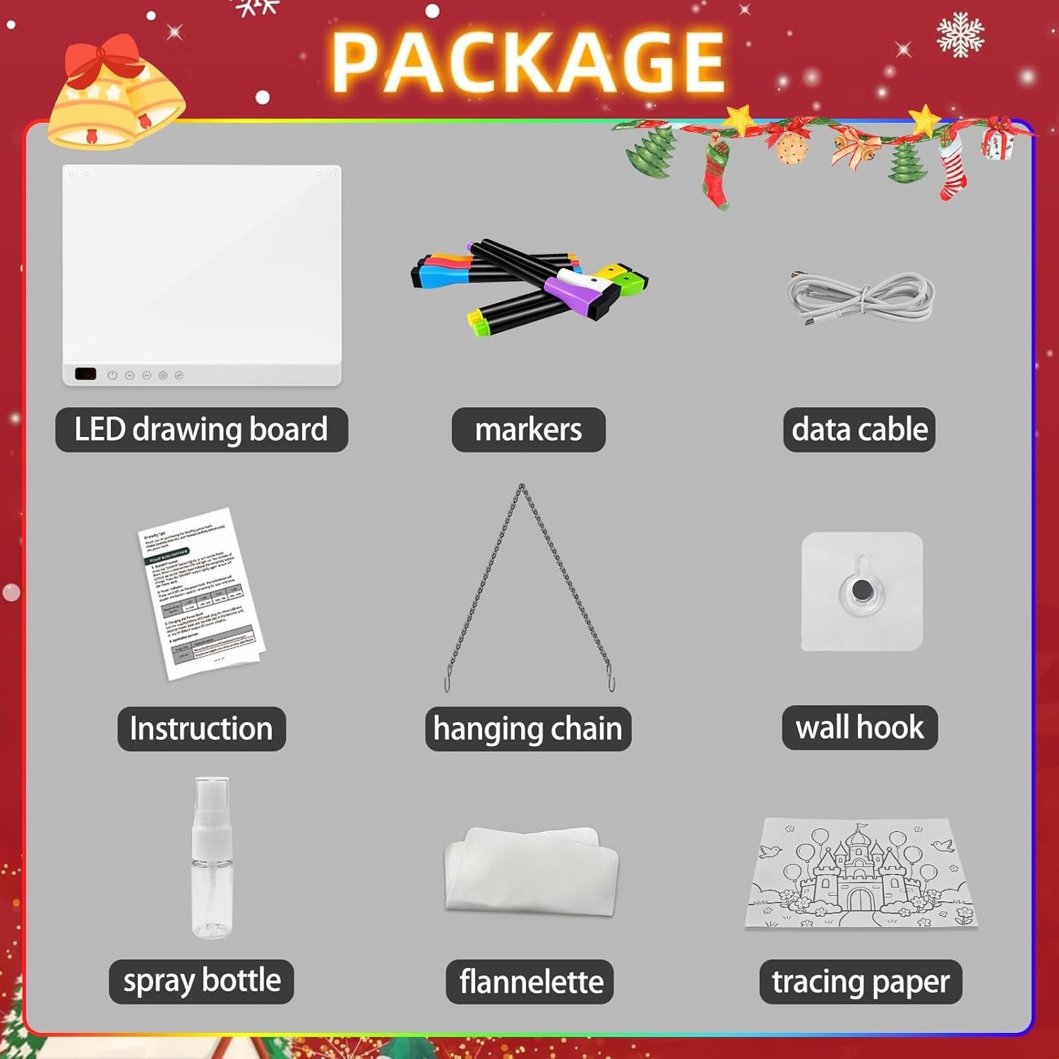 Led Drawing Board with 13 Light Effects, 16″ Rechargeable Glow Doodle LED Note B