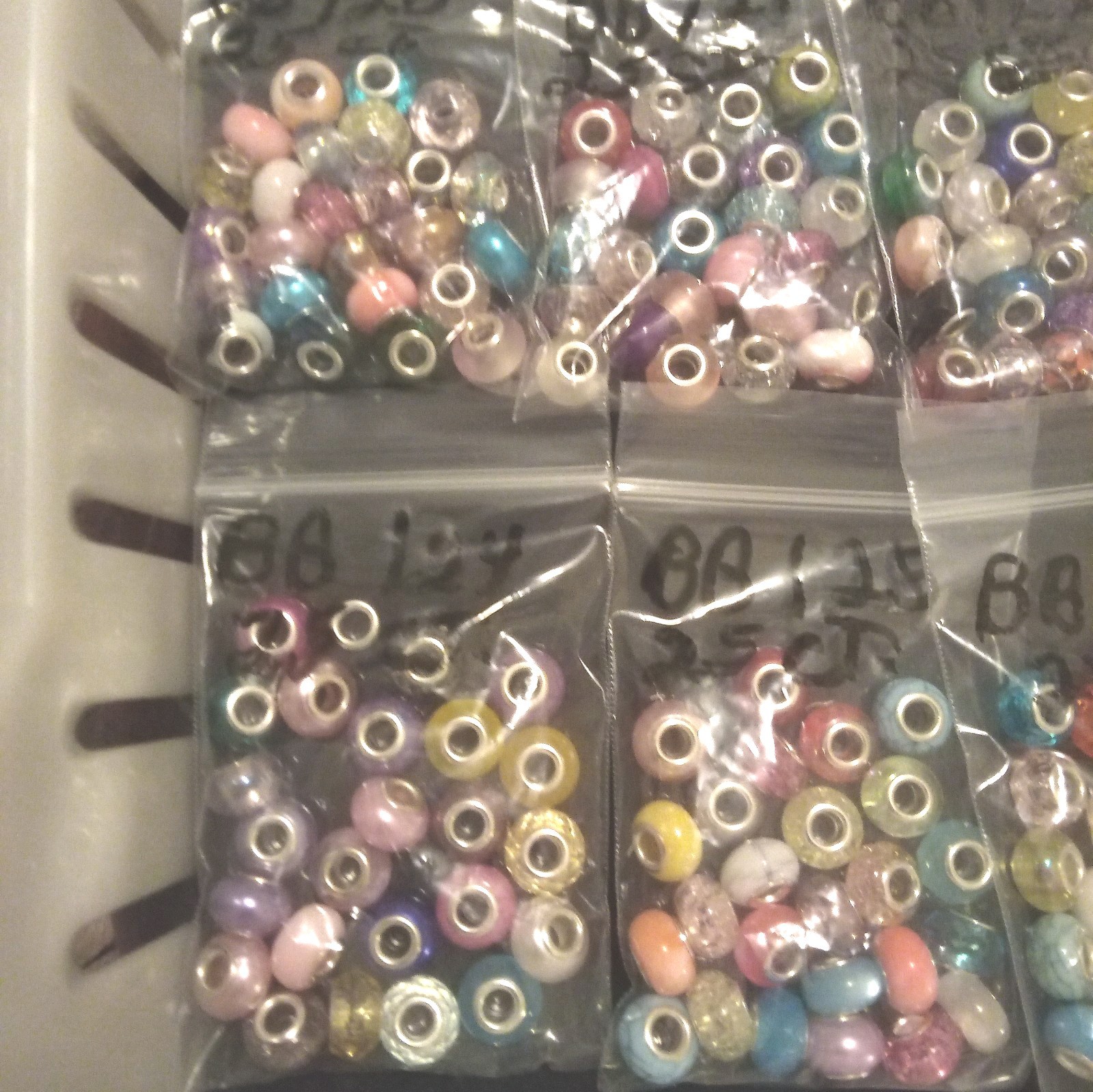 Large Hole European Beads Multi-Colors Silver lined. Item # A112 (25 count)
