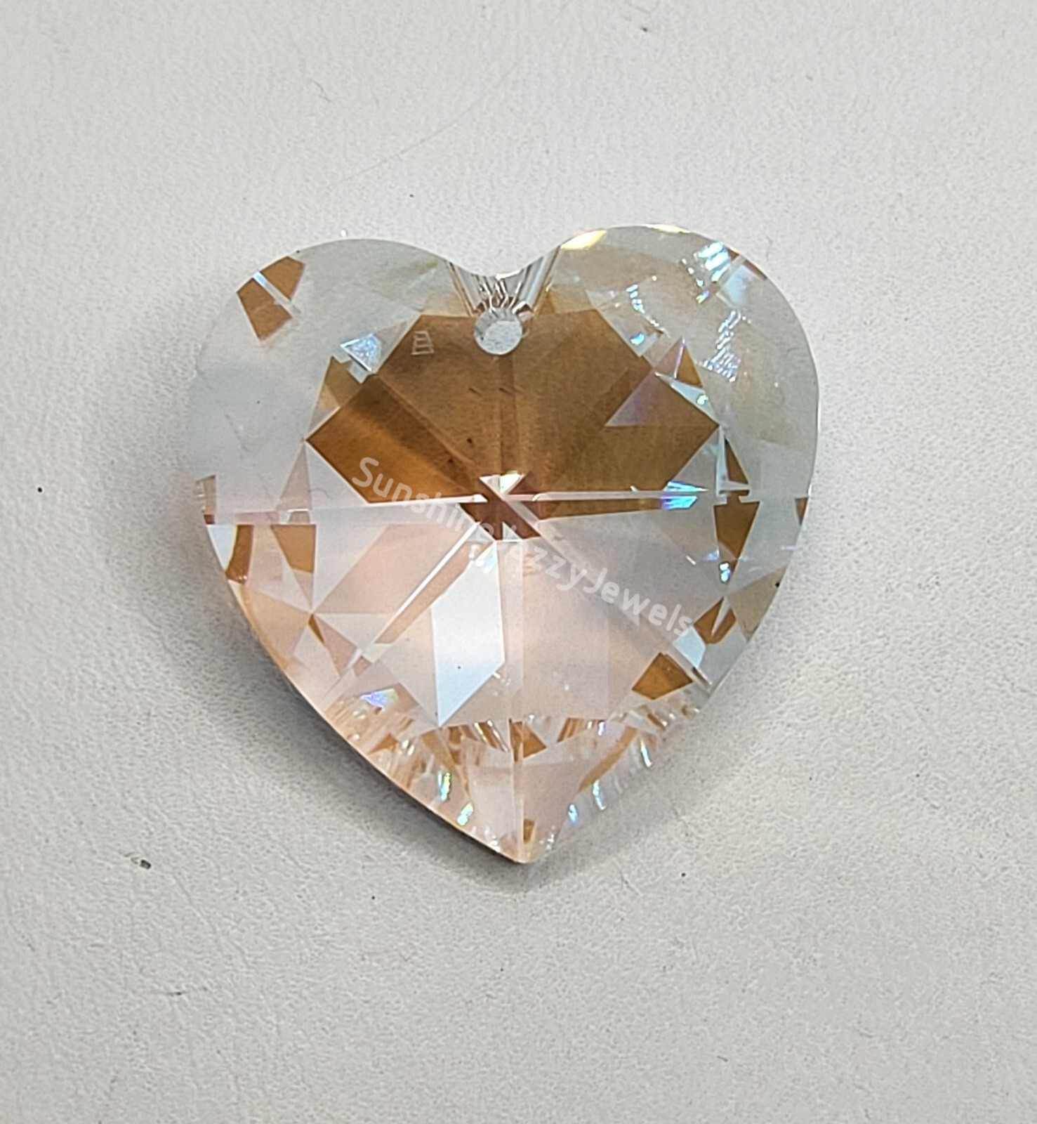 Swarovski Crystal Clear Blue AB 28mm Heart 8781 Pendant; Suncatcher Logo Etch