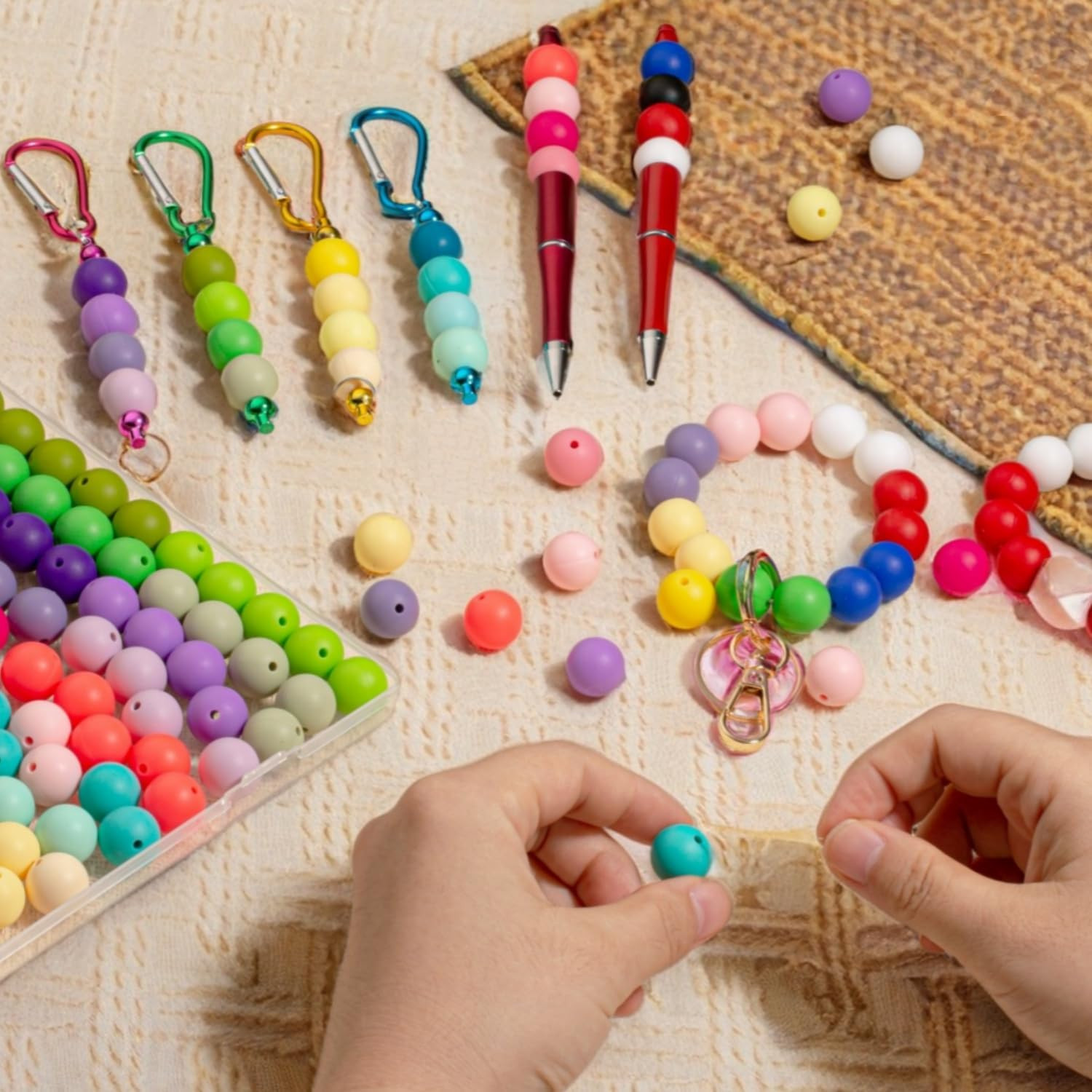 120PCS Silicone Beads, 20 Colors 15mm Silicone Bead Bulk for Keychain Bracelet P