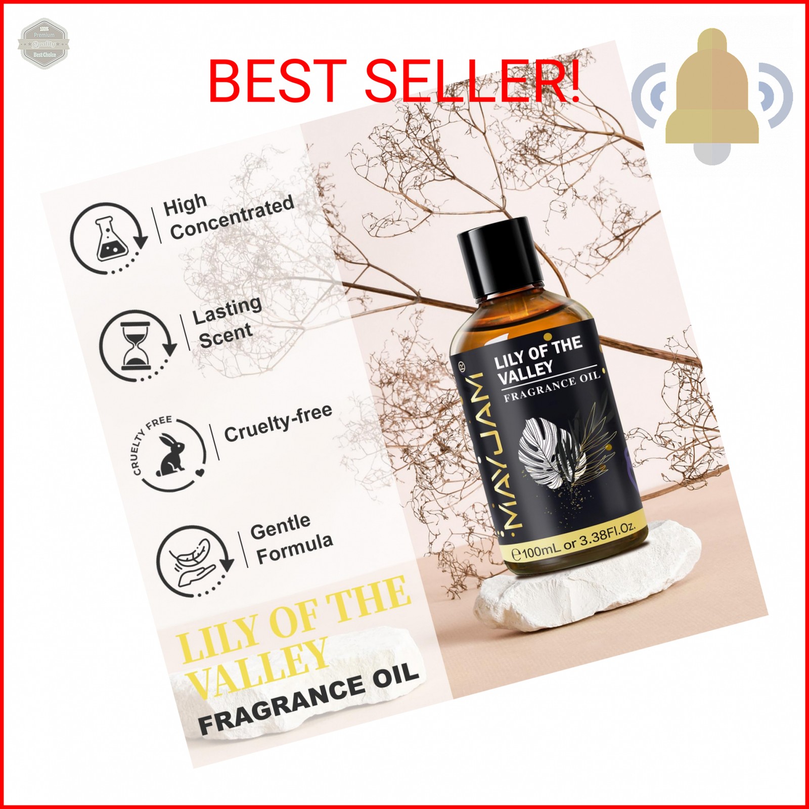 Lily of the Valley Fragrance Oil, MAYJAM 3.38FL.OZ Essential Oils for Diffusers