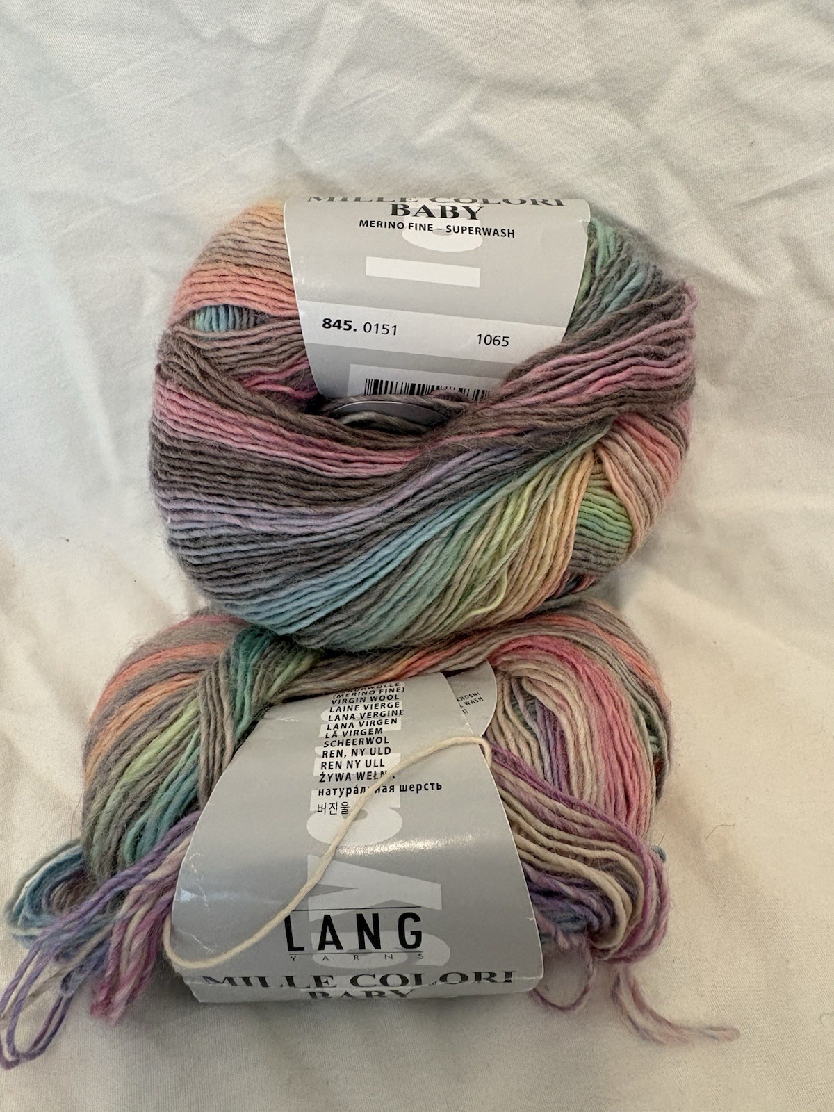 Lang Mille Colori Baby Superwash Merino Super Fine Sock Yarn Multicolor Lot 2