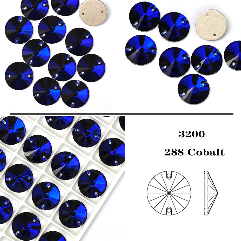 3200 Colorful Rivoli round shape crystal glass sew on rhinestone Sewing Beads