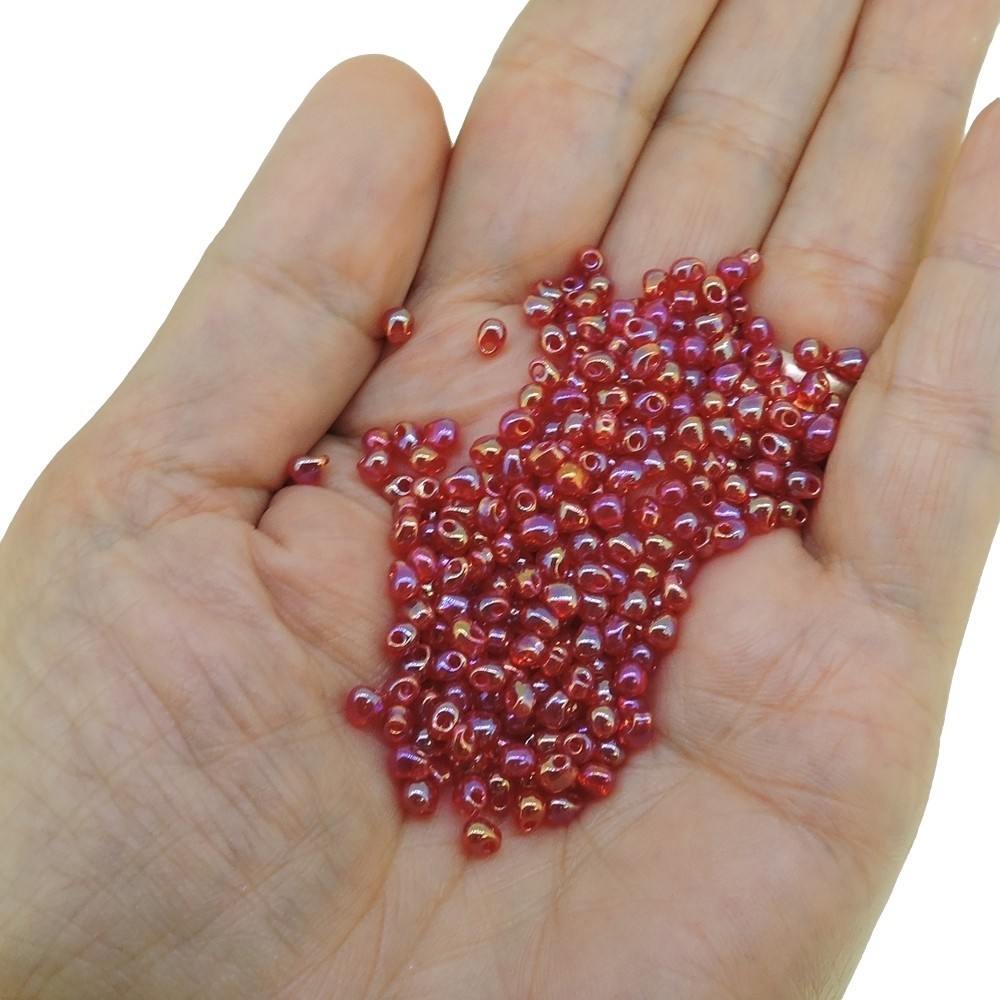 Miyuki Drop Beads 3.4mm Teardrop Shape 9GM Transparent Red AB