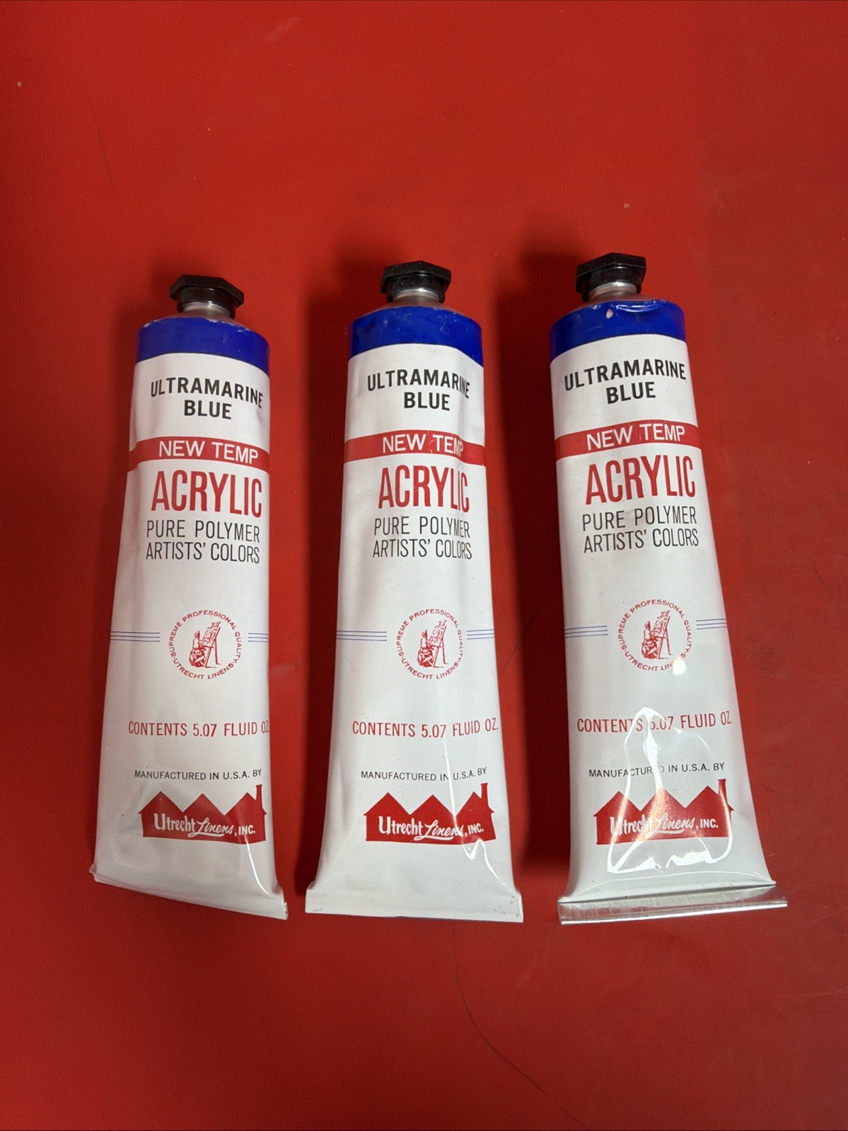 Vintage Utrecht Linens New Temp Acrylic Artists Colors Ultramarine Blue Set