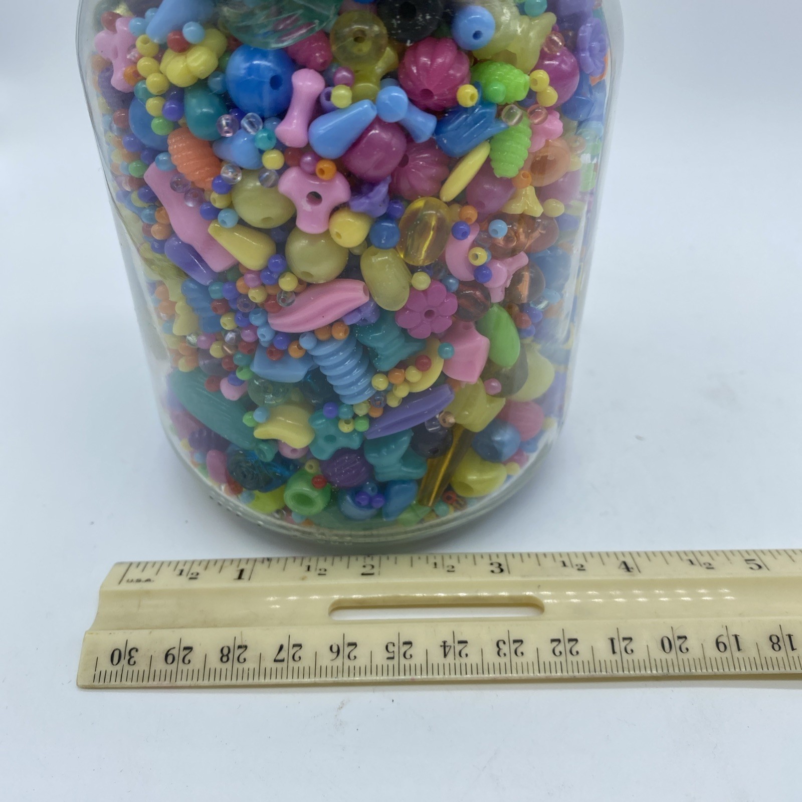 Over 1 1/2 lbs Mystery Bead Jar Mix Vintage to Modern Plastic Jewelry Beads Y2K