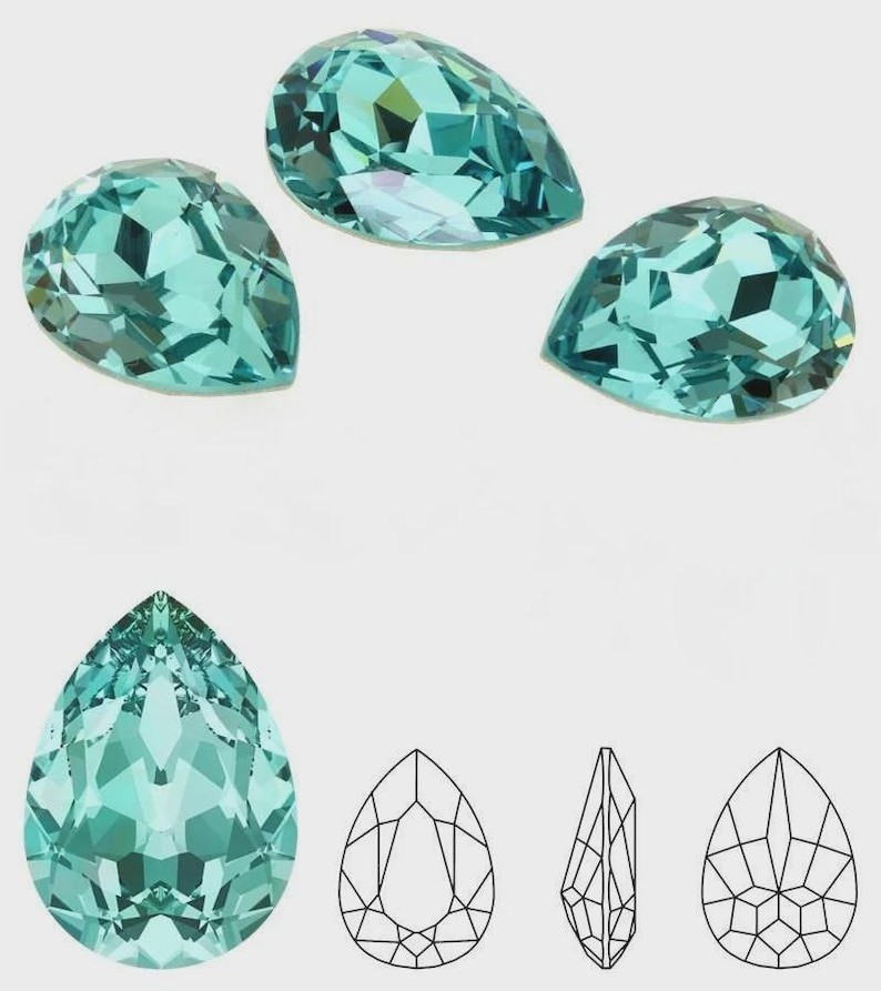 Pear shaped fancy stone 4320 Swarovski® light turquoise (263) 14x10mm unfoiled
