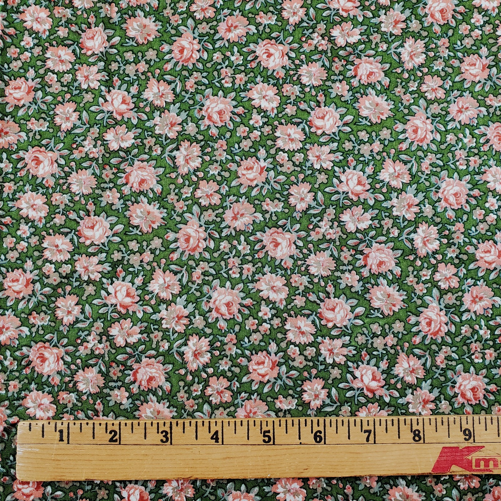 Cranston Rayon Blend Floral Fabric Green Pink Peach 69 x 42