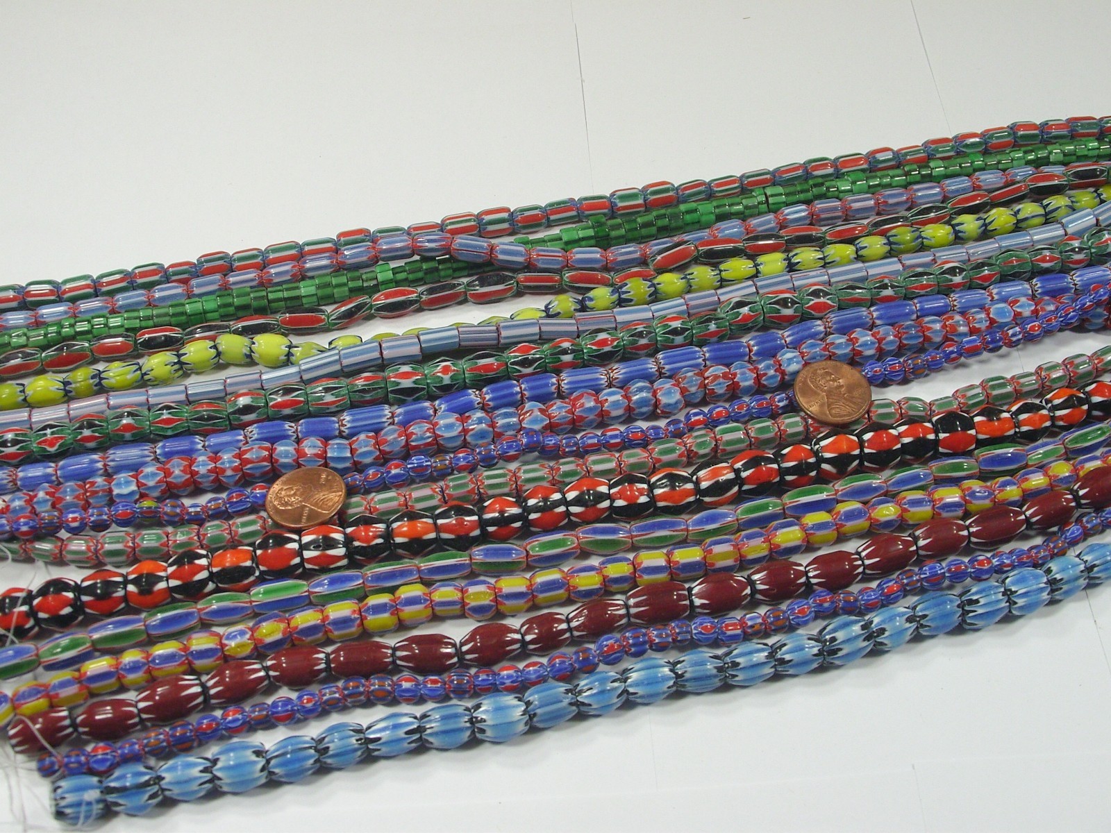15 Strands 15″ Assorted India Handmade Chevron Glass Beads Bulk Lot (QZP-7)