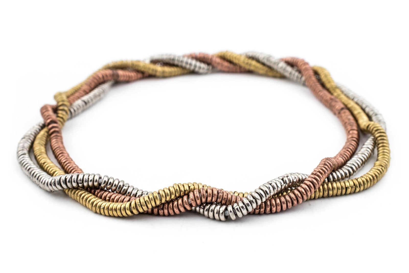 3 Strand Bundle: Kenya Metal Heishi Beads 3mm African Multicolor Handmade