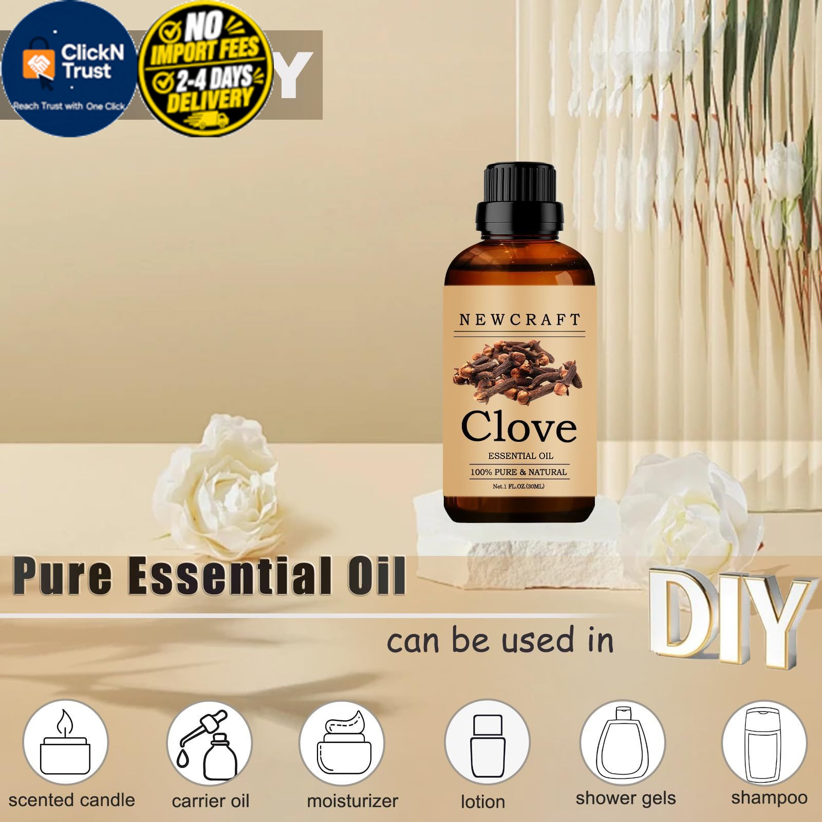 Clove Essential Oils, 100% Pure and Natural Oil 1 Fl Oz (Pack of 1)