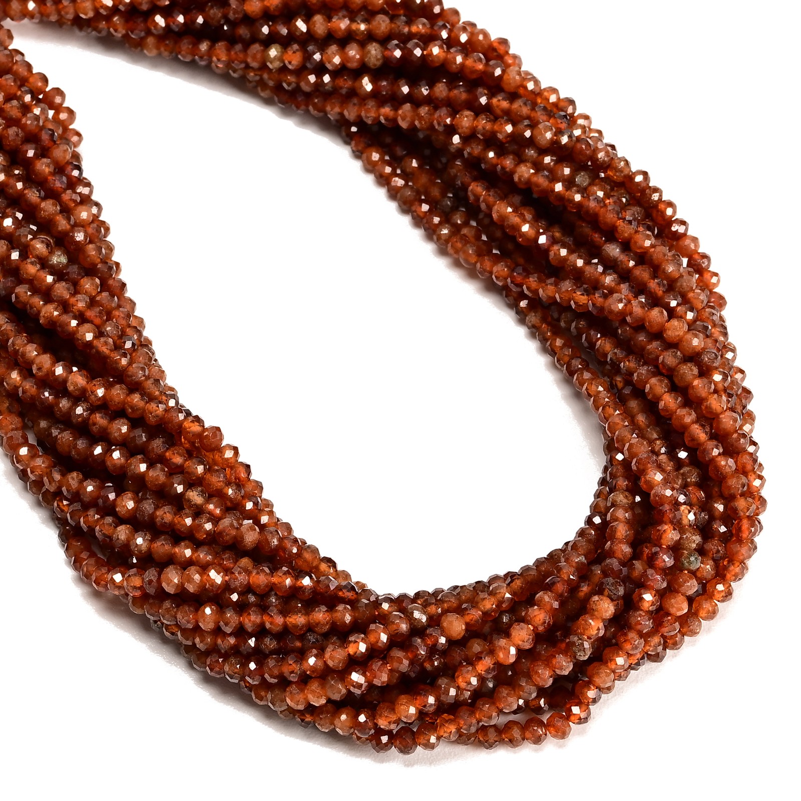 Natural Hessonite Orange Garnet Faceted Rondelle Beads Size 3x4mm 15.5” Strand