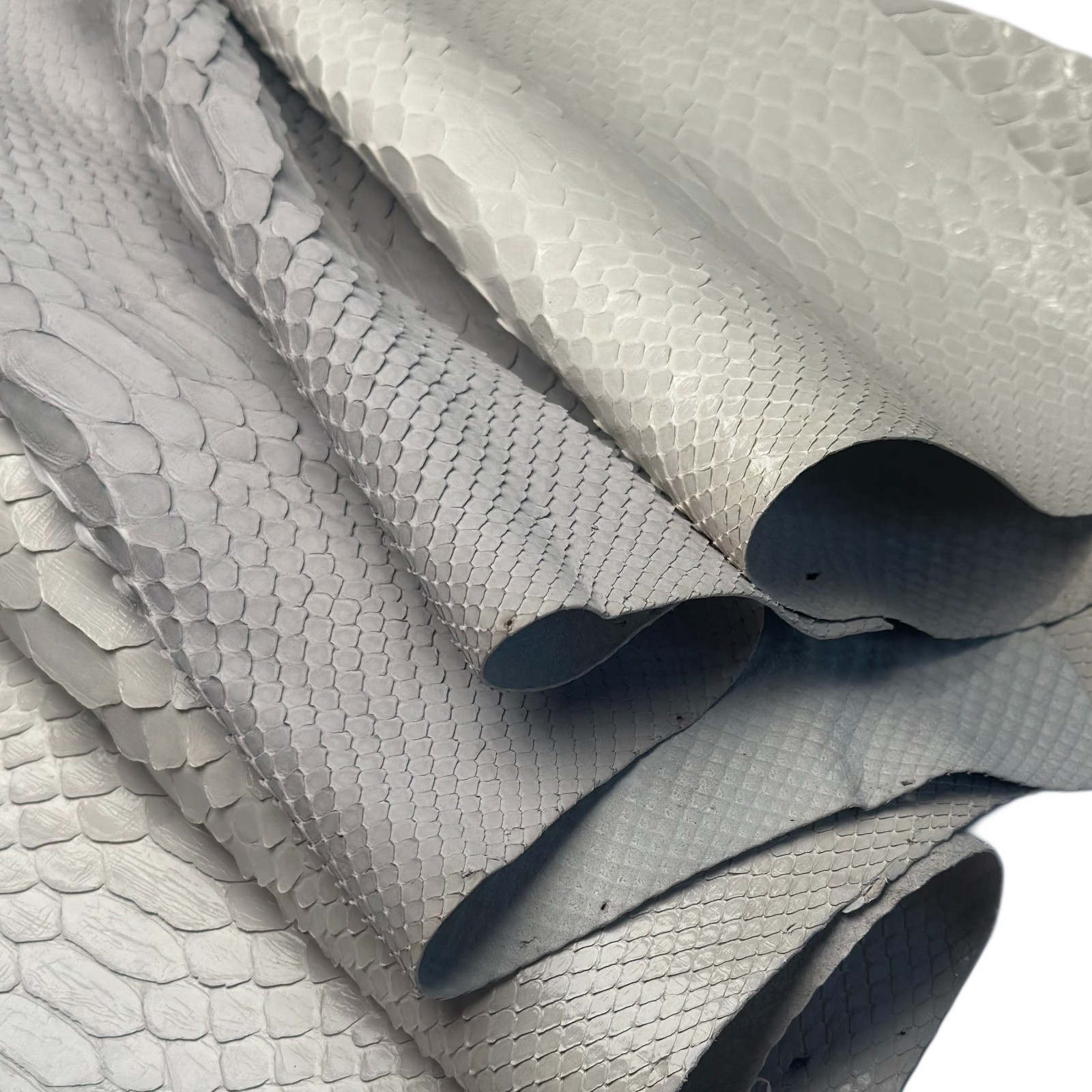 White Python Leather Scraps 80g (2.8oz) Real Snake Skin Pieces 0.3-0.6 mm