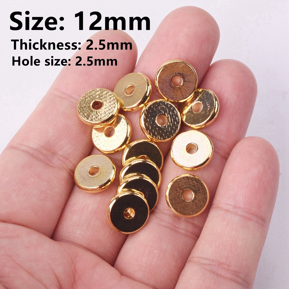 Flat Gold/Silver/Rose Gold Round 4/5/6/7/8/10/12/14mm Brass Metal Loose Beads