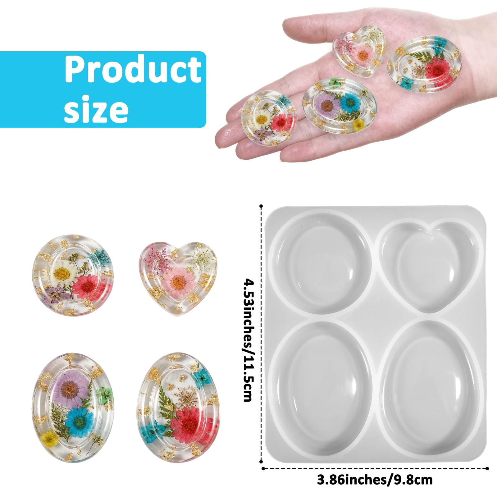 Thumb Worry Stone Resin Silicone Molds Heart round Oval Shapes for Stress Relax