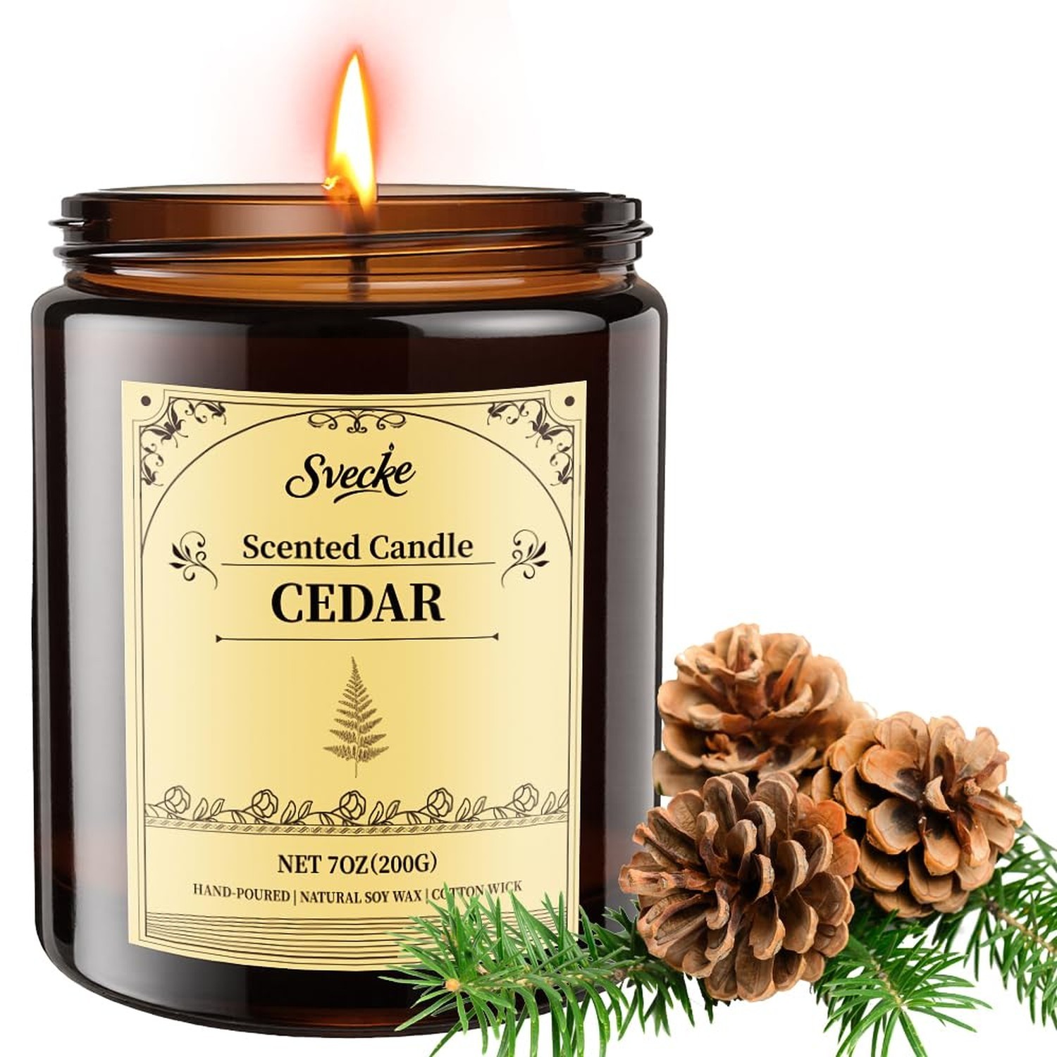 Cedar Scented Candles, 7oz Soy Wax Candle, Long Lasting Aromatherapy Jar Cand…