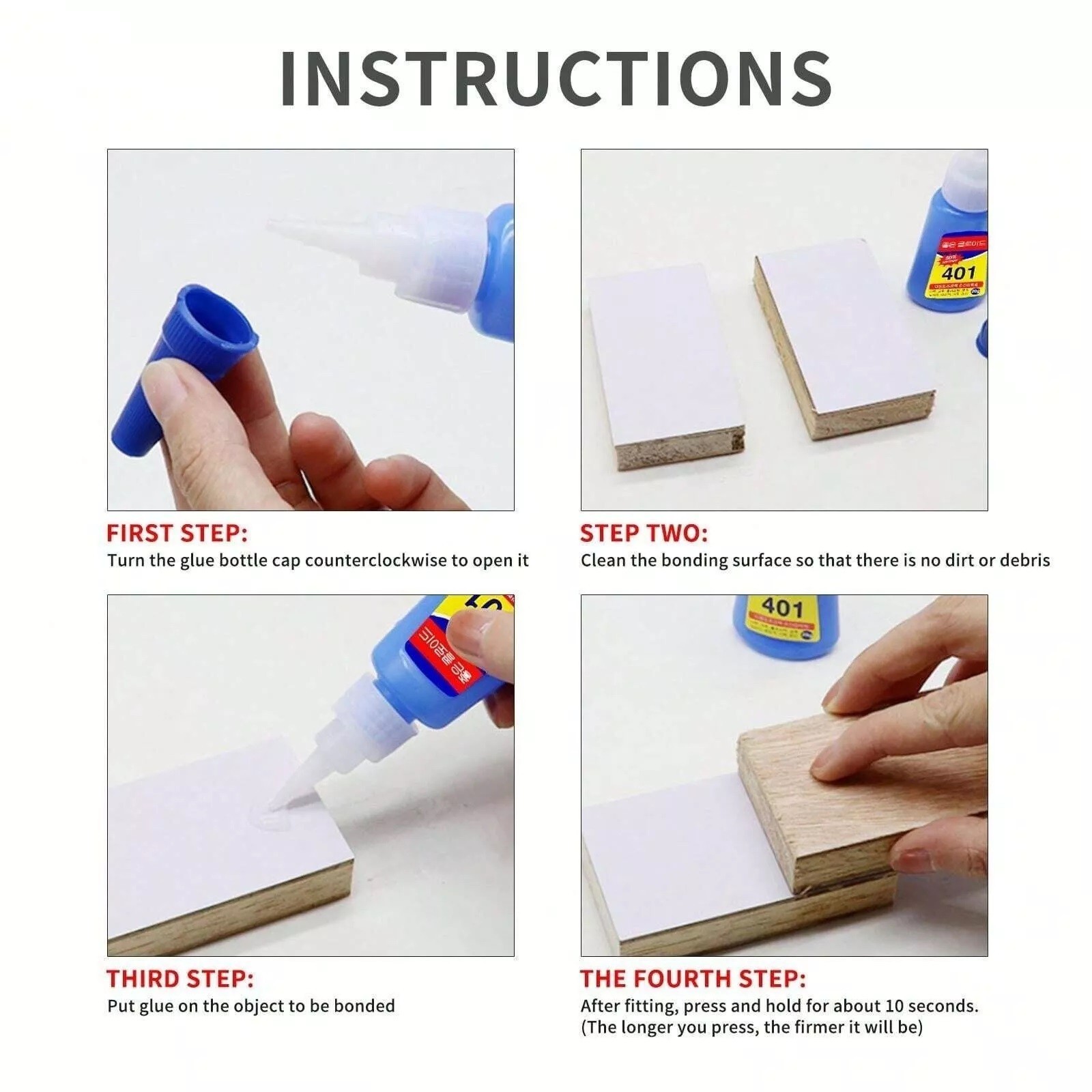 401 Instant Super Glue 20ML Fast Strong Adhesive Multi Purpose Clear Fix