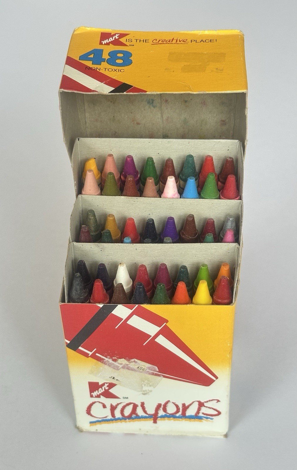 Vintage KMART Crayons Non Toxic Box of 48 Colors Collectible Advertising 1990s