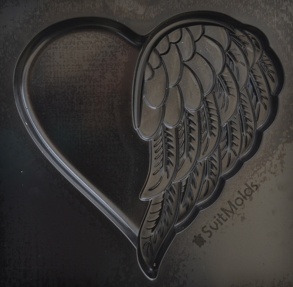 Concrete Mold DIY Heart Wing Decorative Stone for Garden Mold ABS Plastic D78