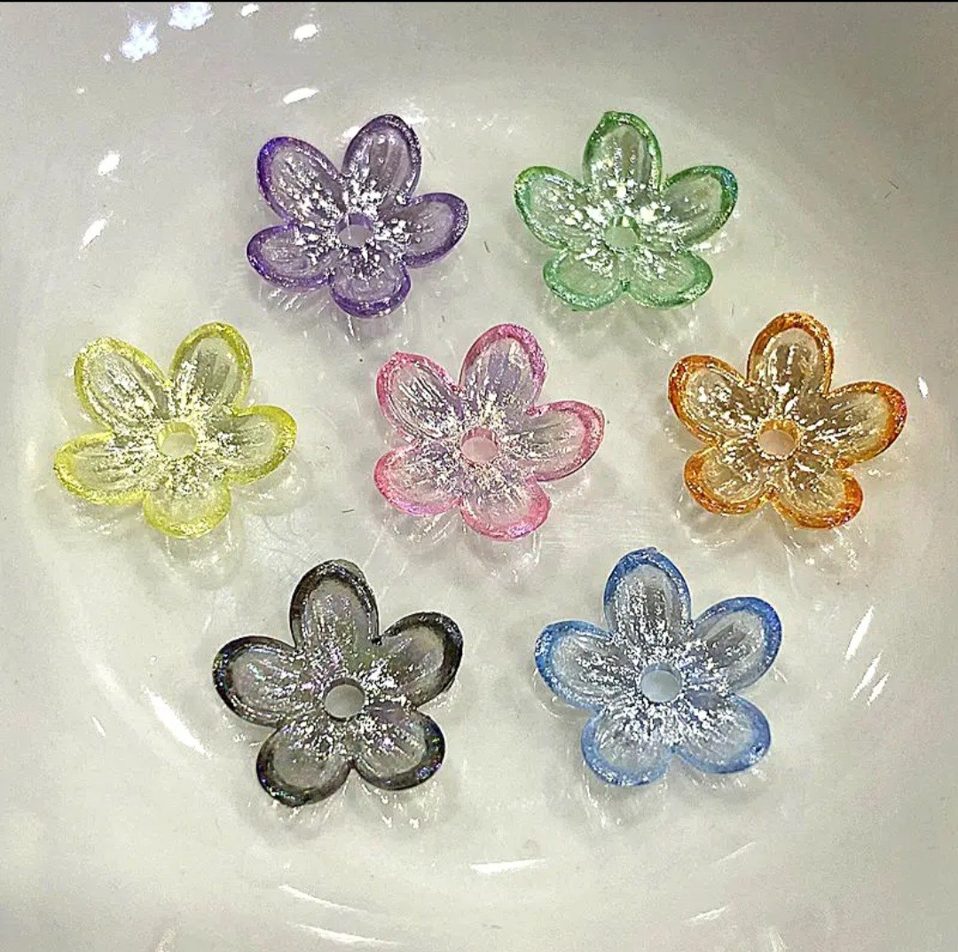 100 Cherry Blossom Flower Beads For Jewelery Making Diy Flower End Caps Mixed