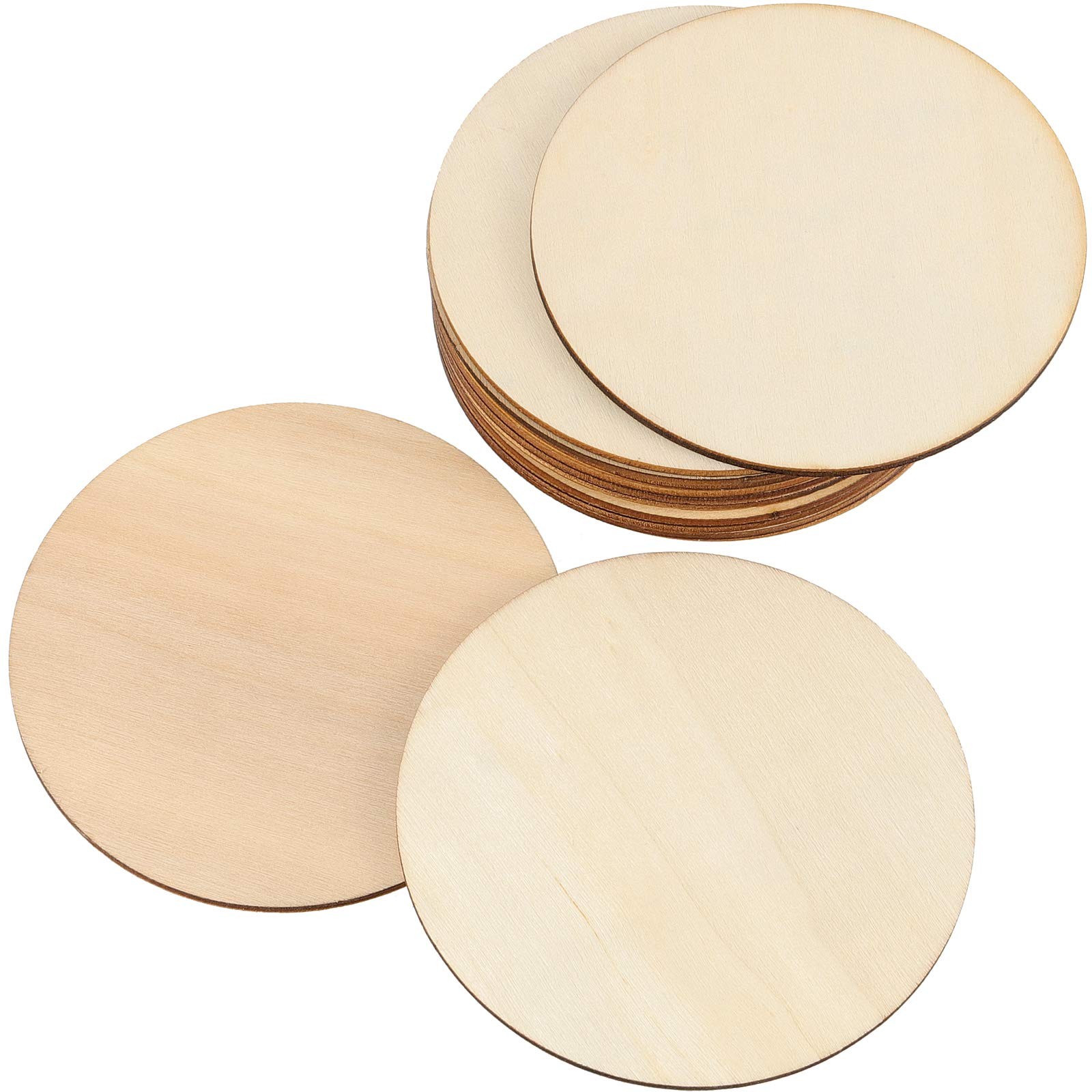 50 PCS 7.8 Inch Wood Discs for Craft, Natural Unfinished Wood Rounds Circle, …