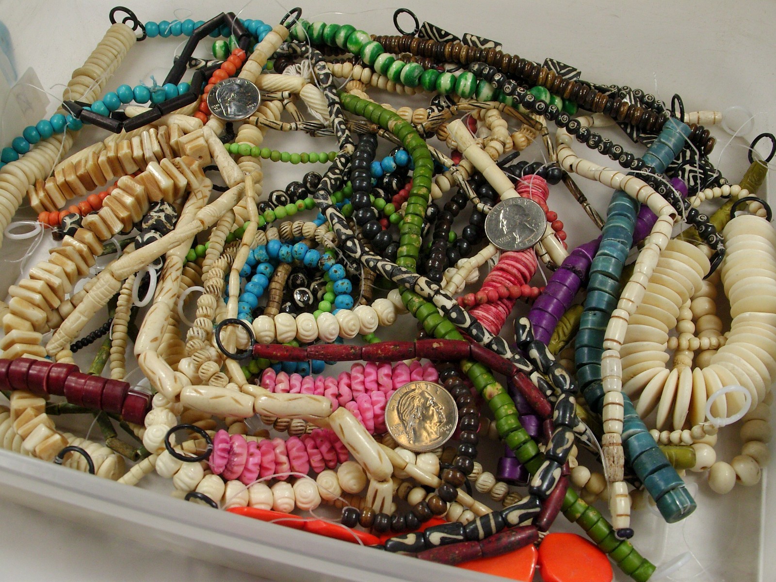 2 Pounds Odds and Ends India Handmade Water Buffalo Bone Beads Lot (AXP-2) ⭐