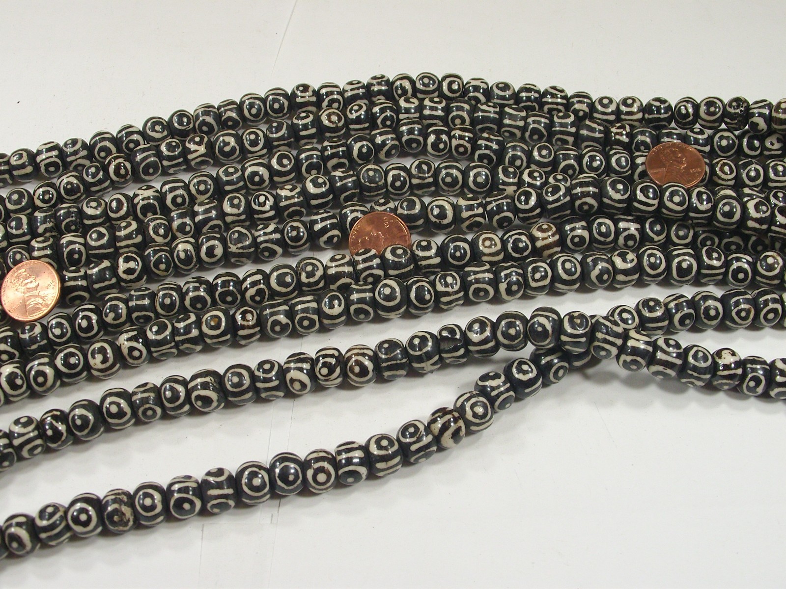 10 Strands 15″ (8mm x 11mm) India Handmade Water Buffalo Bone Beads (DNG-20) ⭐