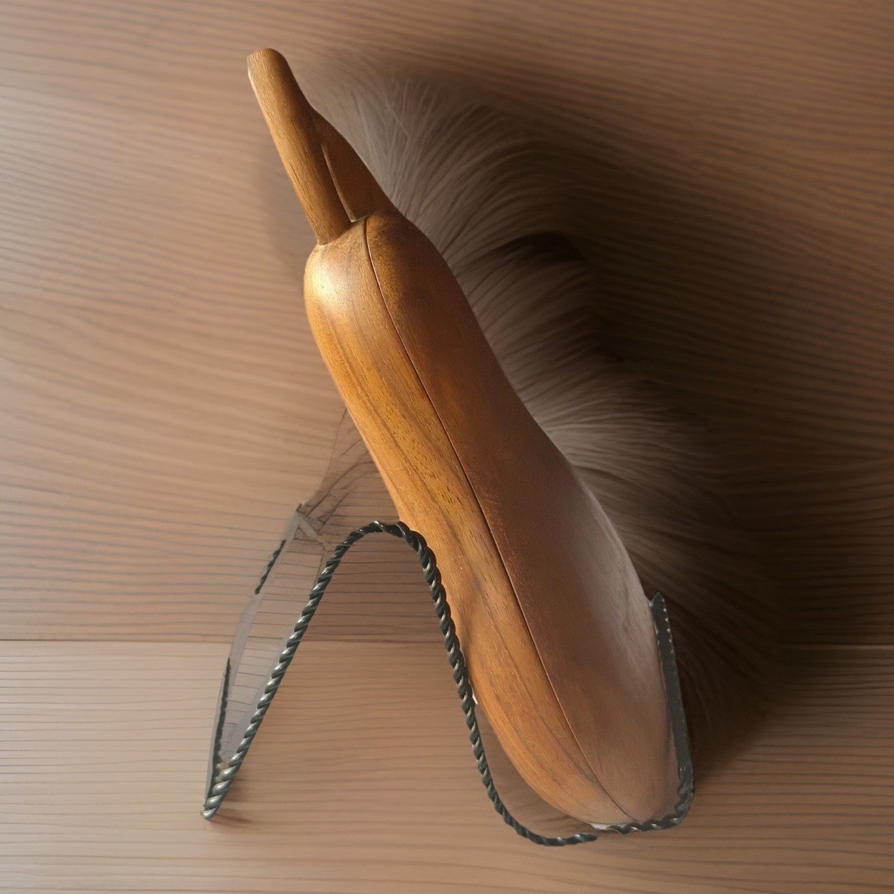 Two Piece Handcrafted Wooden Interlocking Pear Shaped Box 7.75” X 5” WELL MADE