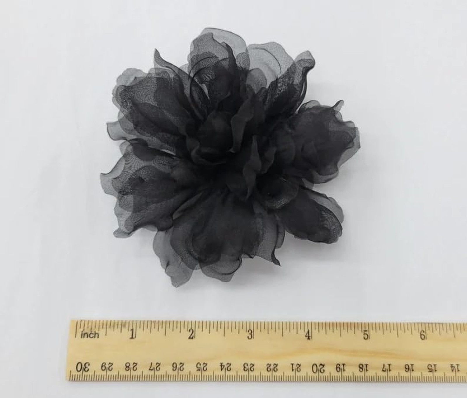 Black Flower Gardenia 4.5″ Silk Organza Millinery Fabric Artificial Flowers B…