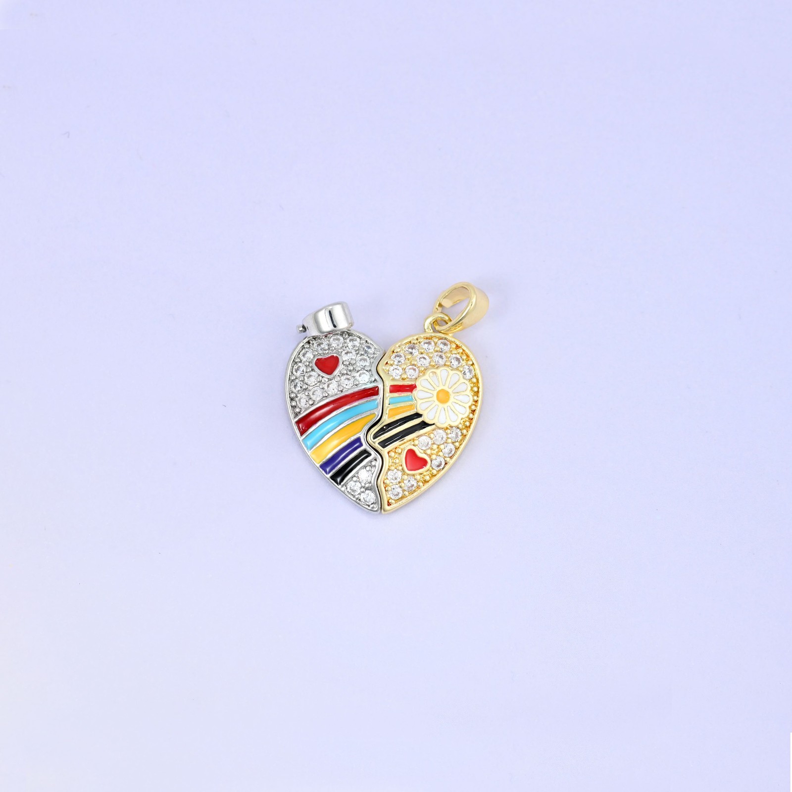 Magnetic Enamel Heart Friendship Zircon Pendants: 18K Gold Plated, Jewelry…