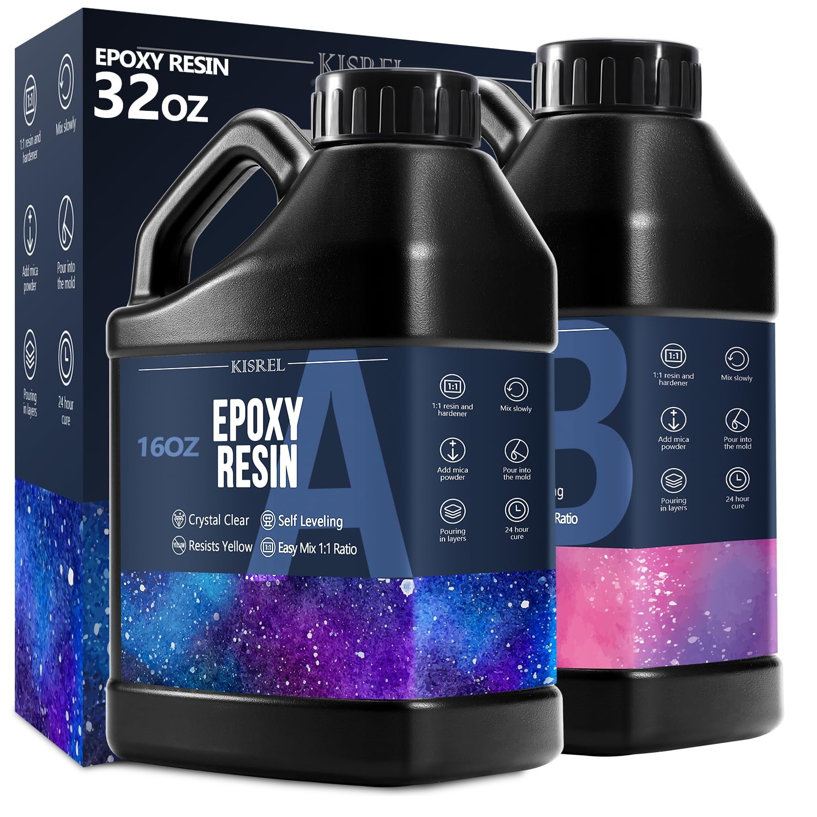 32OZ Epoxy Resin Kit, Clear Resin No Yellowing No Bubble for Molds & Craft | Cle