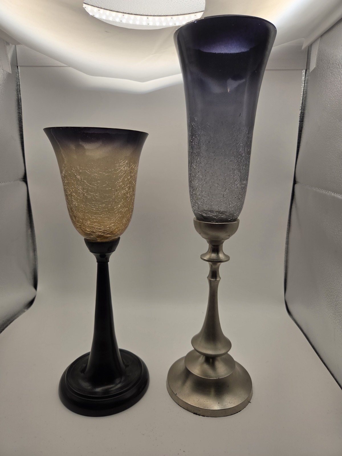 Smoky Amber and Blue Gradient Glass Candle Holder