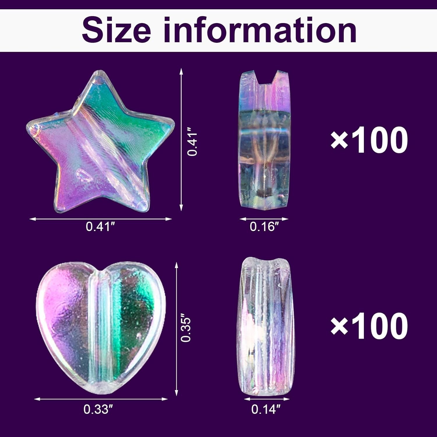 200 Acrylic Star & Heart Shape Beads – Shimmering Craft Supplies for Jewelry