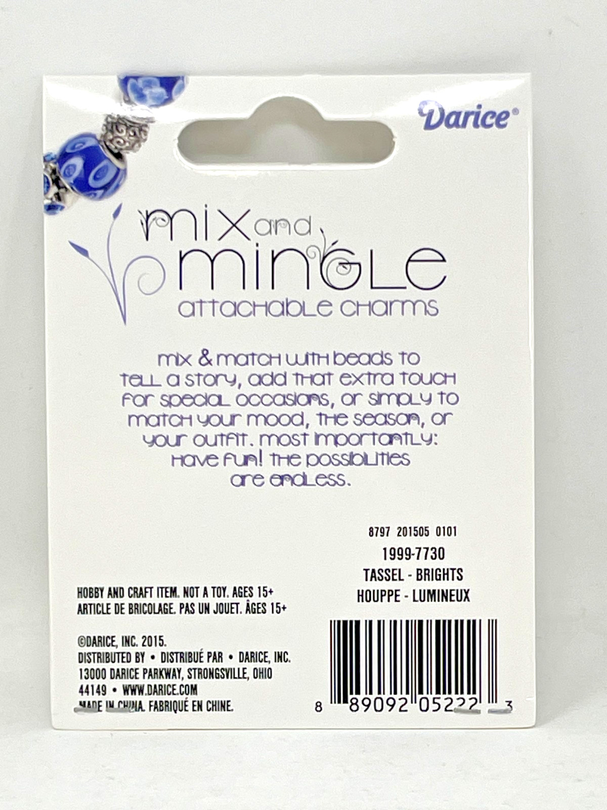 Darice Mix and Mingle Bracelet Charms Bright Tassel Charms with Bails 5 Pieces