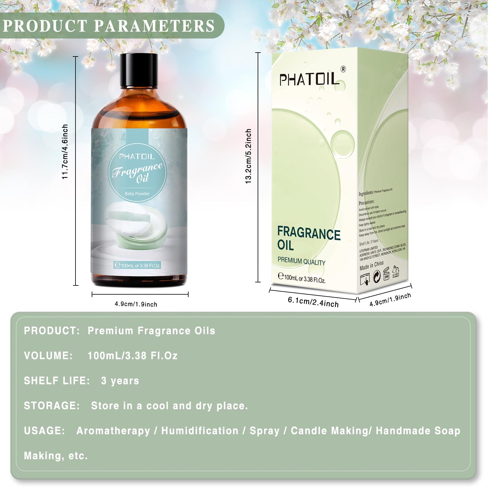 PHATOIL 3.38FL.OZ Baby Powder Fragrance Oils for 3.38 Fl Oz (Pack of 1)