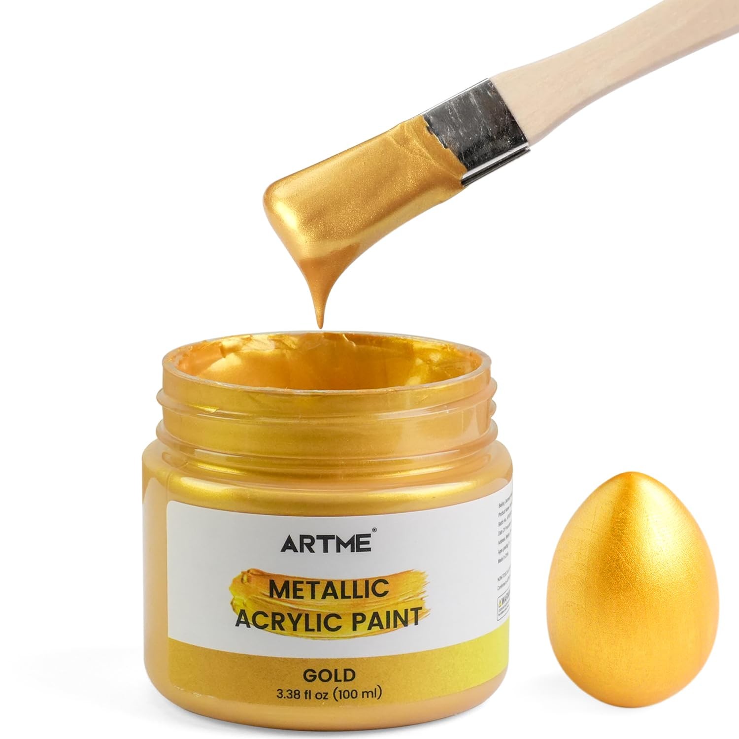 ARTME Acrylic Paint Metallic Gold, 100ml Gold 3.38 Fl Oz (Pack of 1),