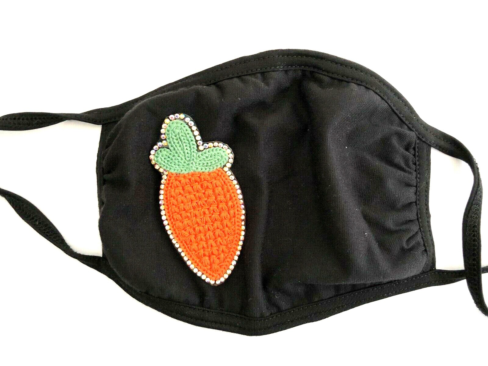 Carrot Embroidery with Rhinestone Iron On Applique Patch