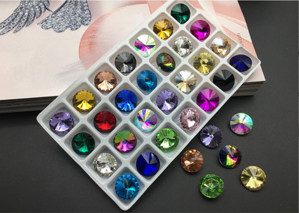 100pcs Glass Crystal Rhinestone Color Rivoli Strass Jewels stones