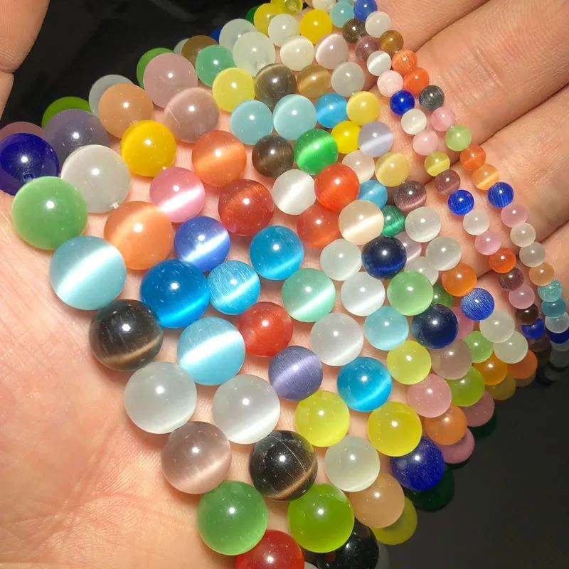 Cat’s Eye Opal Stone Bead Spacer Glass Loose Beads DIY Bracelets 4/6/8/10/12MM