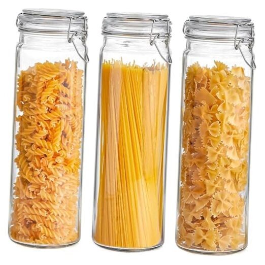 3-Pack 68oz 13-Inch Tall Glass Pasta Containers for Spaghetti 68oz 13″ Tall*3