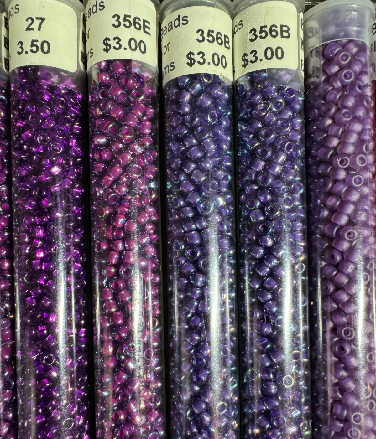 Glass Seed Bead Lot 30 Tubes – Purple, Pink, Magenta & Red – Different Sizes NOS
