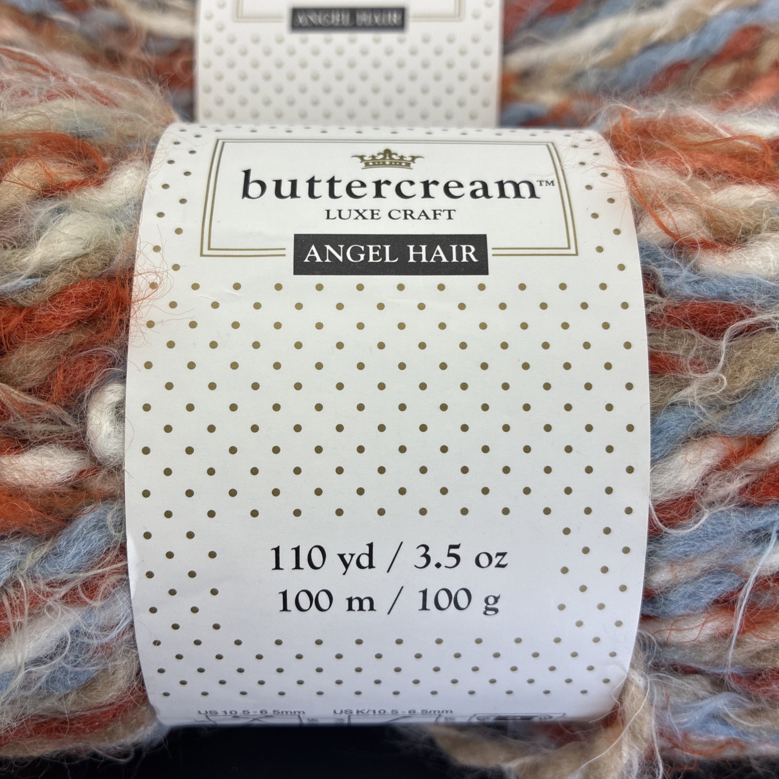5 Skein Buttercream Luxe Craft Angel Hair Rust Blue Wool Blend 110 Yrds/3.5oz Ea