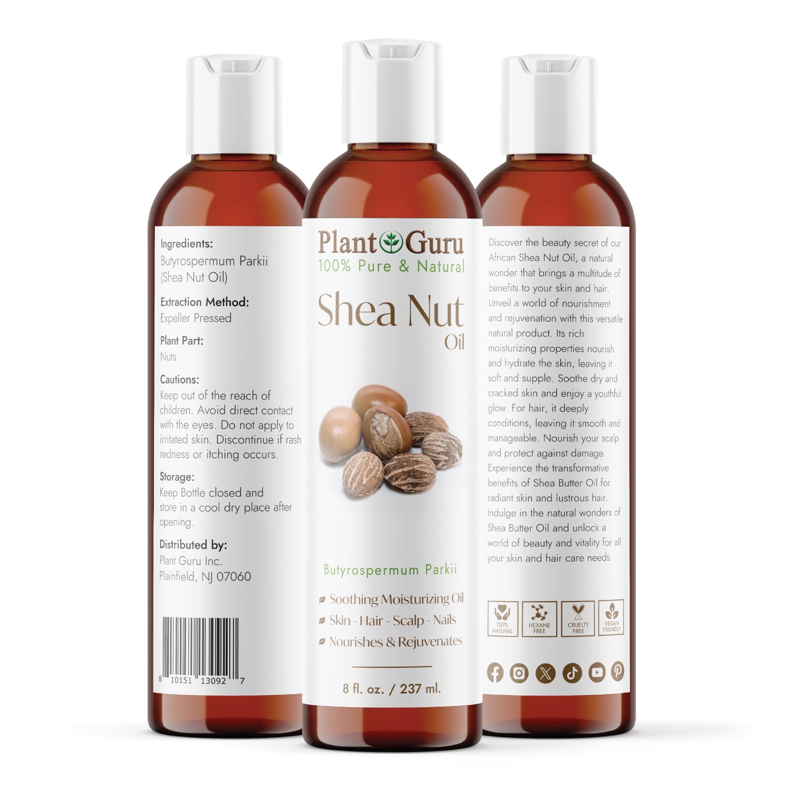 Raw African Shea Nut Butter Oil 8 oz. 100% Pure Natural Unrefined