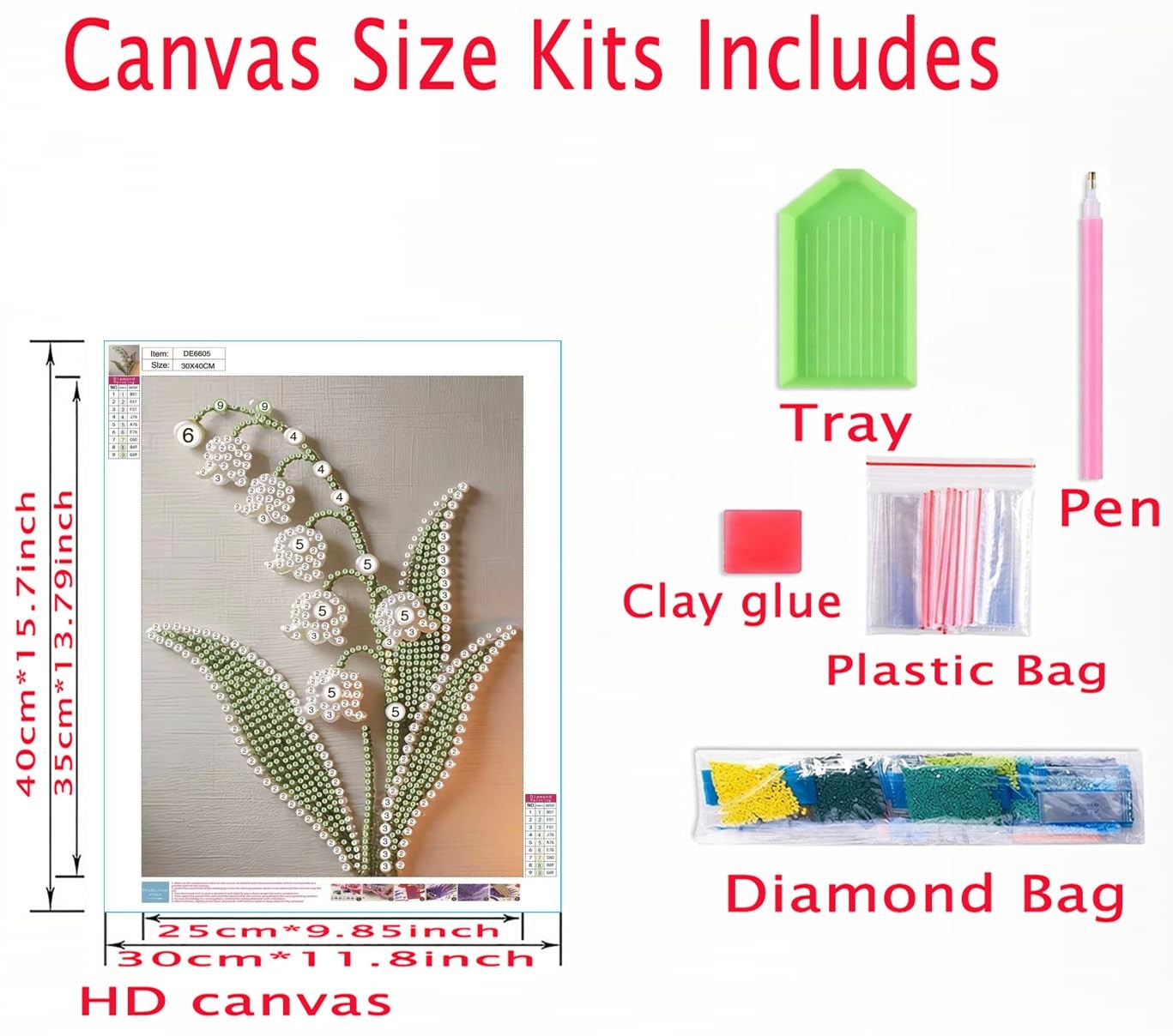 Lily of the Valley Pearl Diamond Painting Kits for Adults,5D Special Shape Di…